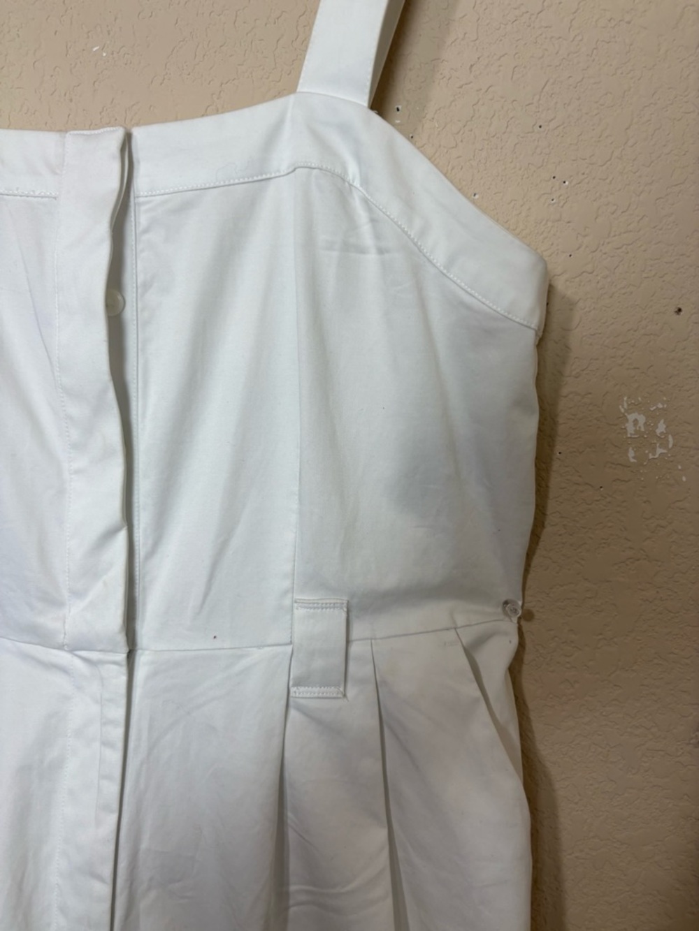 Banana Republic White Sleeveless Cotton Wideleg Cotton blend Jumpsuit Size 8 - Picture 4 of 16